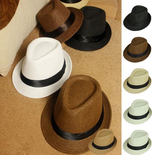 

panama straw hats fedora soft fashion men women stingy brim caps 6 color choose 10pcs/lot, Blue;gray