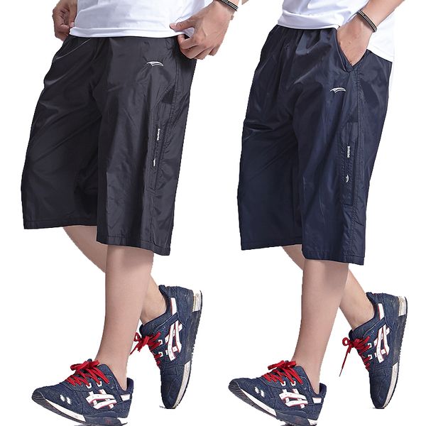 

2018 summer mens leisure cargo pants knee length pants with pockets bodybuilding clothing quick dry working trousers 6xl dk-f, White;black