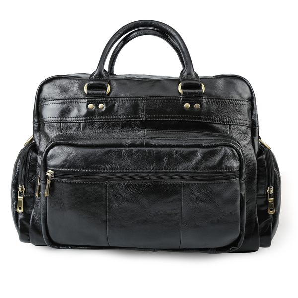 

tiding genuine leather travel briefcase 14 inch lapbags men travel tote business office bag retro maleta black
