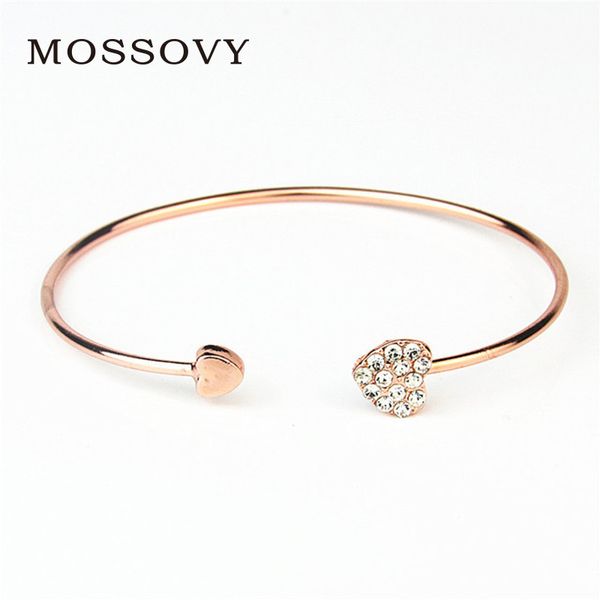 

Mossovy Корейская версия Браслеты из розового золота с асимметричным цирконом из розового золота для женщин Модные браслеты со стразами для женщин