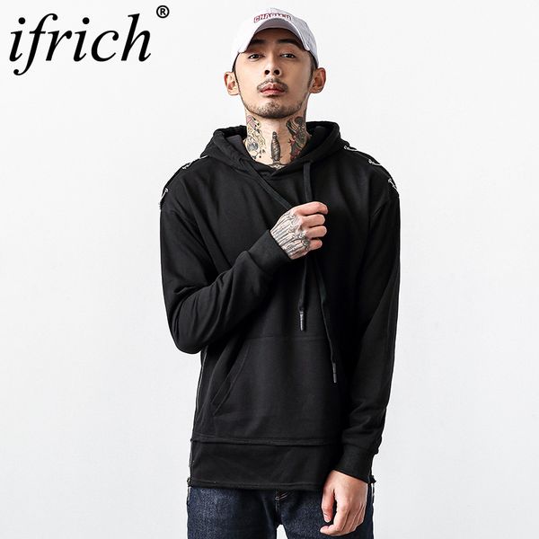 

new 2018 hoodies men long sleeve hoodie hip hop pullover sweatshirt mens casual brand clothing hoody jacket japanese streetwear, Black
