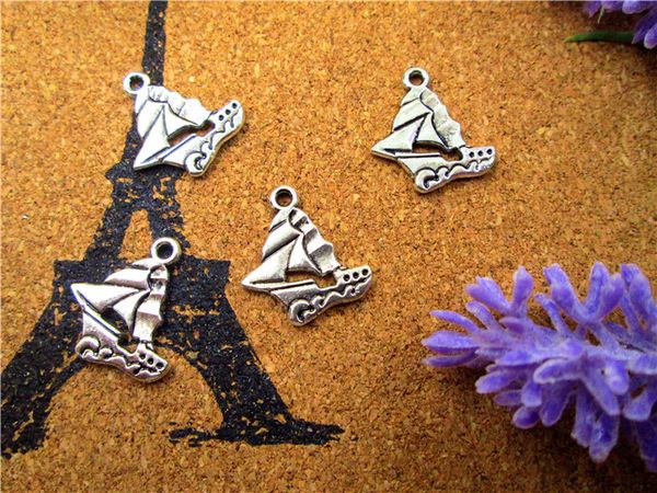 

90pcs sailing ship charm pendant silver tone 18mm*17mm, Bronze;silver