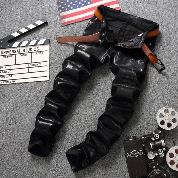 

european style fashion designer jeans men straight black pattern printed mens jeans ripped trousers homme vaqueros hombre, Blue
