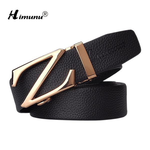 

himunu black business genuine leather belt for men automatic buckle luxury design 100% cowhide leather men belts, Black;brown
