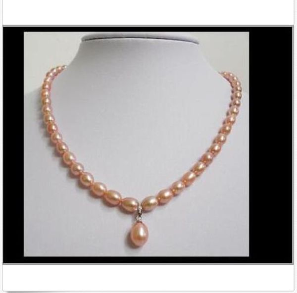 

горячая огромный 10-12 мм барокко южного моря золото розовый жемчуг necklace18inch + кулон, Silver