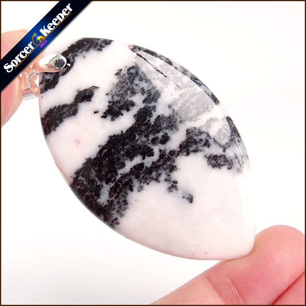 

fashion crystal quartz pendant necklace natural zebra agates stone necklaces for men vintage colares femininos us832, Black