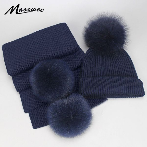 

real fur pompom for women hats scarves nature fur pom poms for hat and scarf set winter warm crochet wool knitted hat scarf