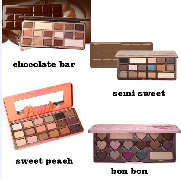 

2018 peach , chocolate, semi chocolate, bons bons, golden chocolate, white chocolate eyeshadow palette 12 colors ing