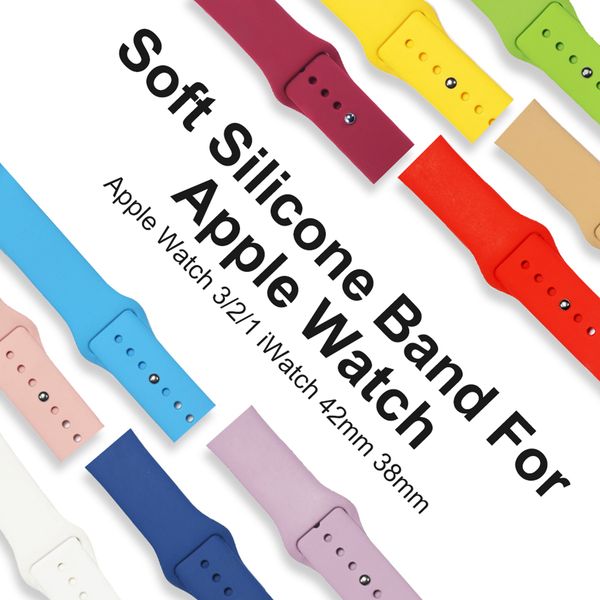 

Colorful Soft Silicone Sport Band Replacement Sportsband Watch Strap Belt Bracelet for 42mm 38mm Apple Watch 3 2 1 iWatch Goophone Watch 3