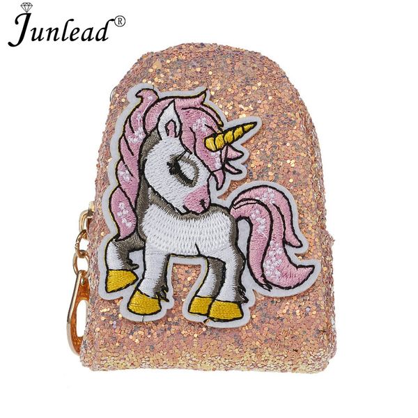 

junlead 2018 sparkly sequins female pink horse coin purse pocket change wallet for girl key chains cute fashion card coin purse, Silver