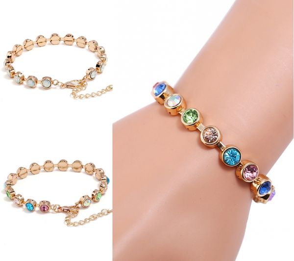 

Fashion 2 Colors Charm Roman Bracelets Colorful Crystal Diamond Tennis Bracelet Bangle Wedding Bridal Jewelry For Women Girls Gifts H411R
