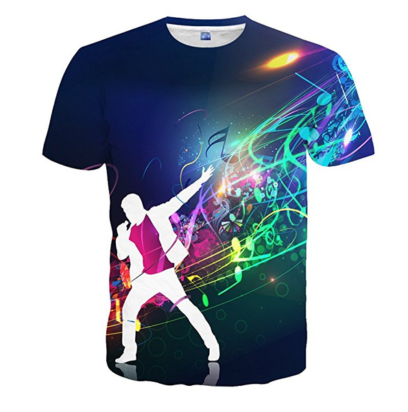 

wholesale-fashion mens/womens summer style music carnival funny 3d print casual t-shirt xb024, White;black