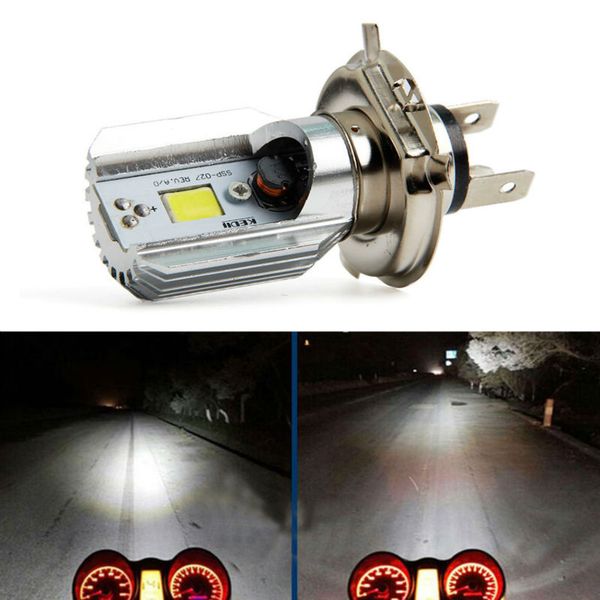 

1pcs motorcycle led headlight h4 hi lo 8w 1000lm cob moped scooter motorbike led light headlamp 6500k white dc 12v