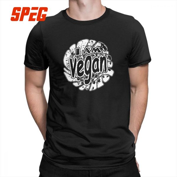 

i am vegan crewneck mens t-shirts simple style 100% cotton tee shirt plus size t shirts short sleeves designs, White;black