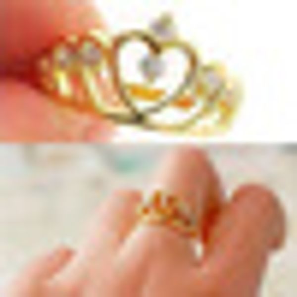 

fashion princess style rose golde ring crown crystal rhinestone ring for women girls engagement wedding party gift, Golden;silver