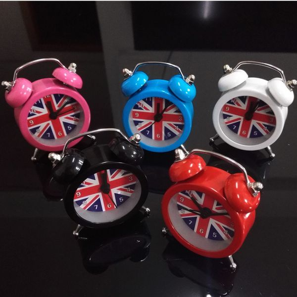 

mini candy color metal alarm clocks flag printing dial table deskclocks cute pocket watches portable kitchen clock