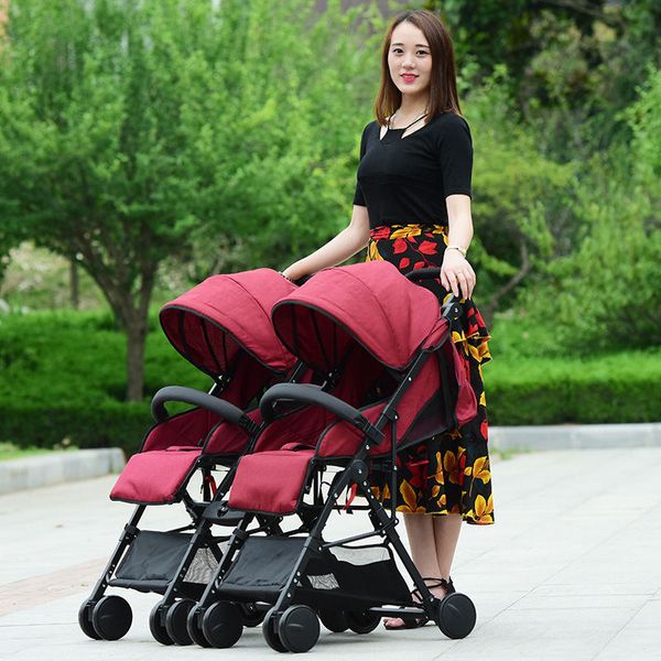 

2017 separable twins baby stroller,super light folding double seats pushchair,portable shockproof baby cart kinderwagen