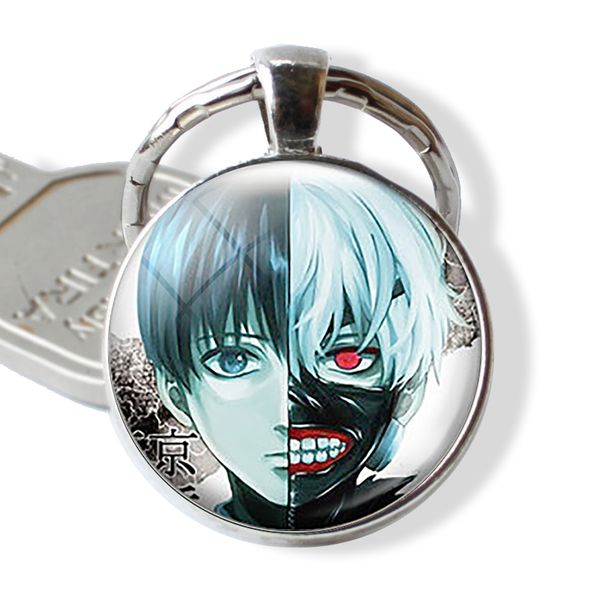 

tokyo ghoul kaneki ken metal keychain keyring glass cabochon anime cosplay pendant, Silver