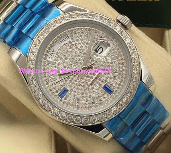 

luxury watches 3 style 18k gold 41mm full dial diamond watch stainless steel bracelet automatic fashion brand men's watch wristwatch, Slivery;brown