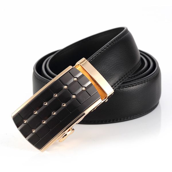 

vintage style genuine leather male strap for jeans waistband cowhide automatic buckle belts for men belts, Black;brown