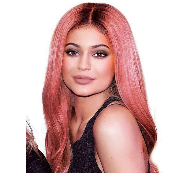 Lin Man Ombre Pink Color Lace Front Human Hair Wig With Baby Hair
