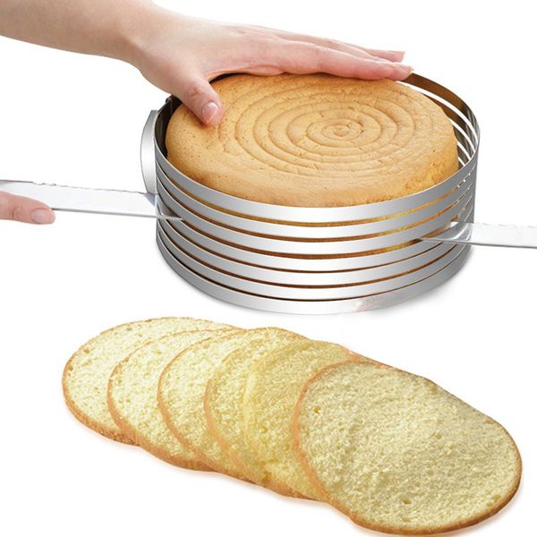 

1pc 16-20cm stainless steel cake layered slicer adjustable retractable circular mousse ring cut tool round cake cutter