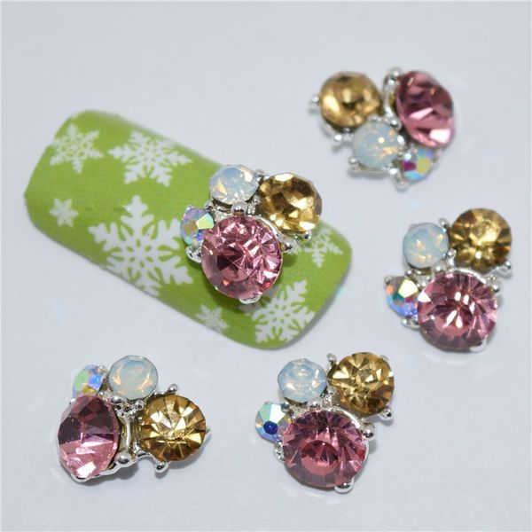 

10pcs new purple yellow glitter rhinestones, 3d metal alloy nail art decoration/charms/studs,nails 3d jewelry #112, Silver;gold