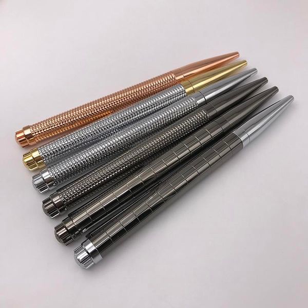 

wholesale - 1pc/lot luxury carved design rx ballpoint pen full metal rotating type black ink ball pens business office supplies chritmas gif