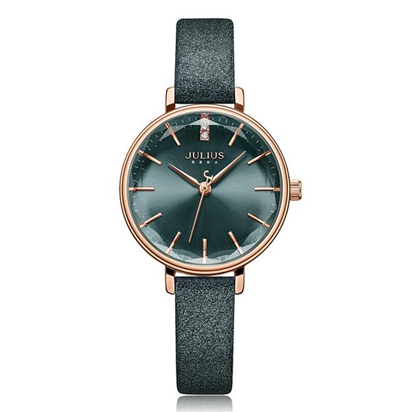 

new lady women's watch japan quartz elegant cutting fashion simple hours bracelet leather clock girl's birthday gift julius box, Slivery;brown