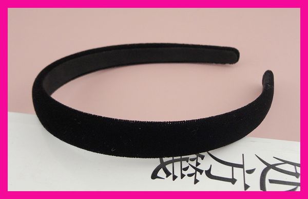 

10pcs 15mm black velvet fabric covered plain plastic hair headbands with black velvet back,bargain for bulk, Silver