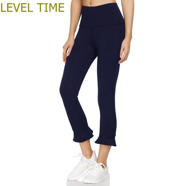 

lt028016 2018 new pro flare leg stretch yoga capri pants women sports leggings high waist training tight us size trousers, White;red