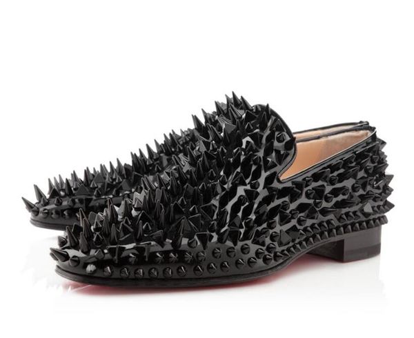 

Luxury de igner cool dandy pik pik walking flat pecchio laminato ilver black red bottom rollerboy loafer pike wedding party eu35 46
