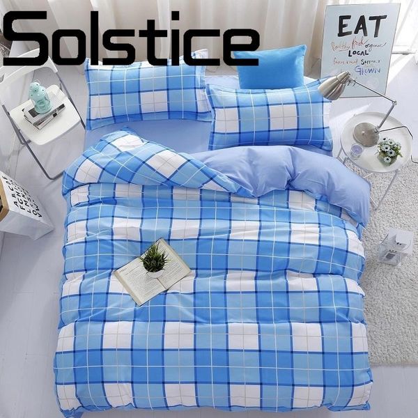 

solstice home fashion fresh plaid printed letters aloe vera cotton printing dyeing bedding sheets quilt cover pillowcase