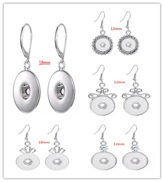 

multiple style choice new simple metal snap earrings eardrop fashion pair fit 12mm/18mm snap buttons diy earrings wholesale eh08, Golden