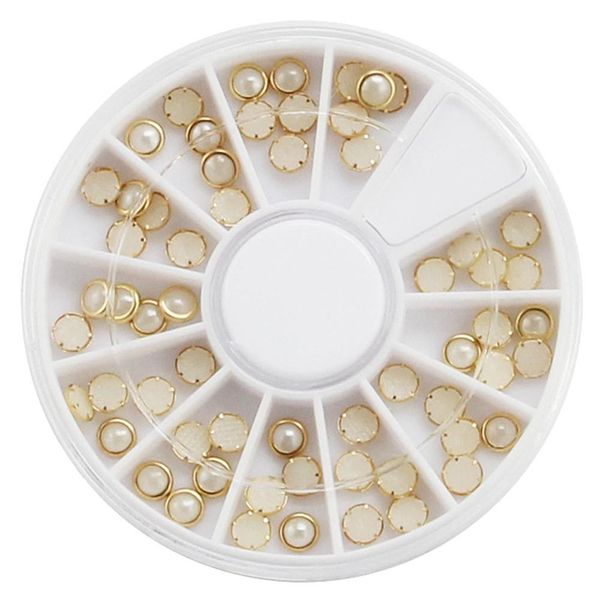 

menow 2018 newly wholesale 3d acrylic nail art tips stud diy glitter rhinestones wheels nail art decoration 07.11, White