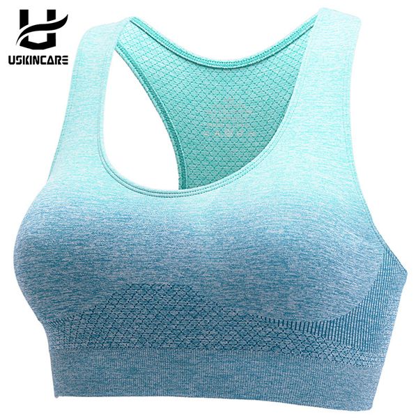 

uskincar quick-dry breathable sports bra fitness women push up padded sport bra for running yoga gym seamless crop, White;black