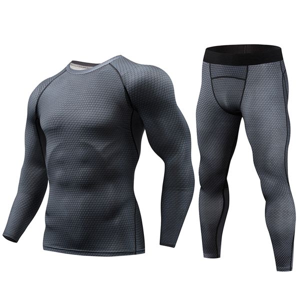 

2019 man t shirts trousers set men's sports suit compression kit joggers fitness base layer shirt leggings rashguard sportswear, Black;blue