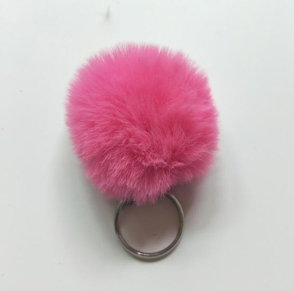 

fluffy pompon fur ball key chain for women faux fur pompom keychain trinket charm bag key ring holder jewelry gift 4cm, Silver