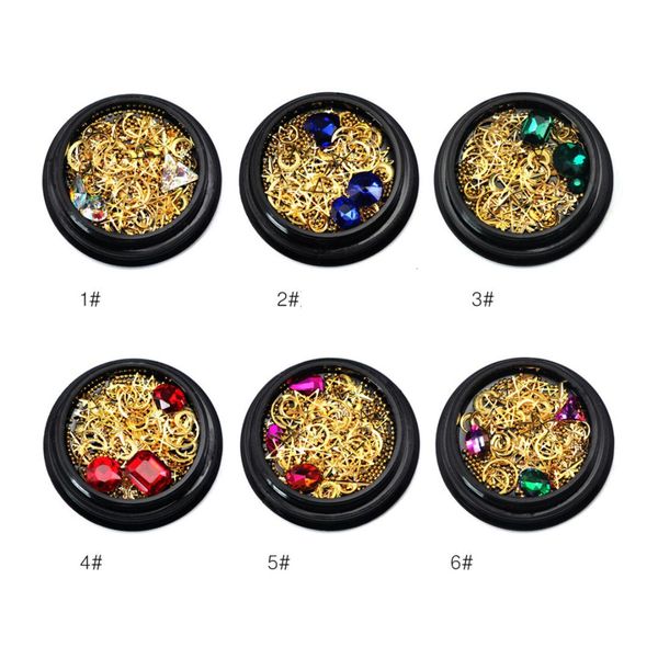 

mixed star moon studs nail art decorations transparent crystal diamond mermaid gold caviar beads 3d decoration metal wire rivets, Silver;gold