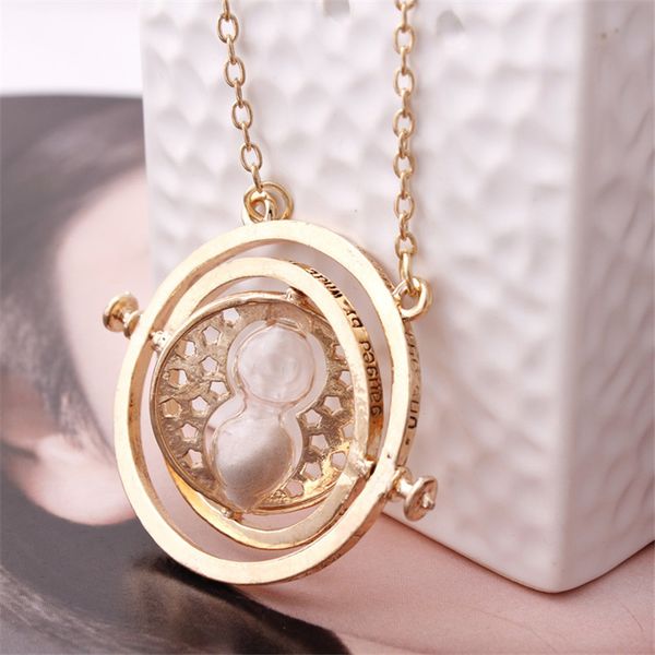 

hermione time turner necklace gold silver time converter sand glass pendants for women fashion jewelry gift 9 colors