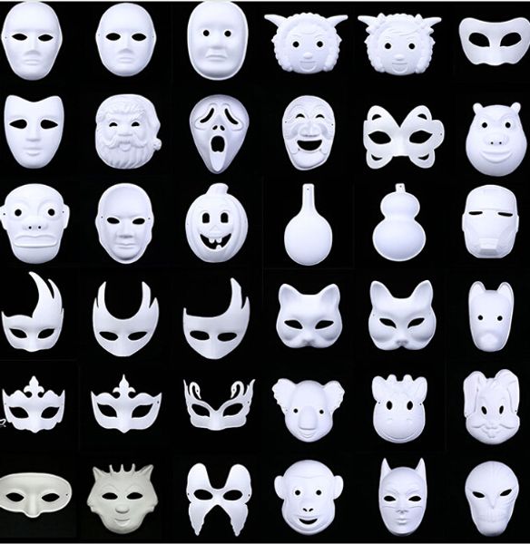 

white unpainted face mask plain blank version paper pulp mask diy masquerade masque mask party masks