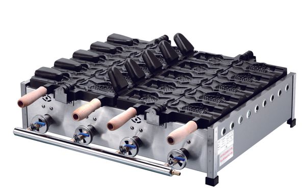 

gas type 10 pcs open mouth fish waffle maker ice cream taiyaki machine