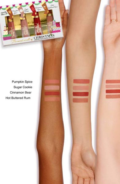 

дропшиппинг новое поступление бренд макияж сладкий запах рождественских угощений жидкий листик набор 4 цвета расплавленный матовый блеск для