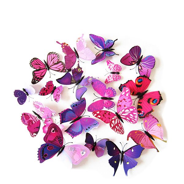 

oulii 12pcs lovely 3d butterfly whiteboard fridge magnets art room wall decor crafts diy