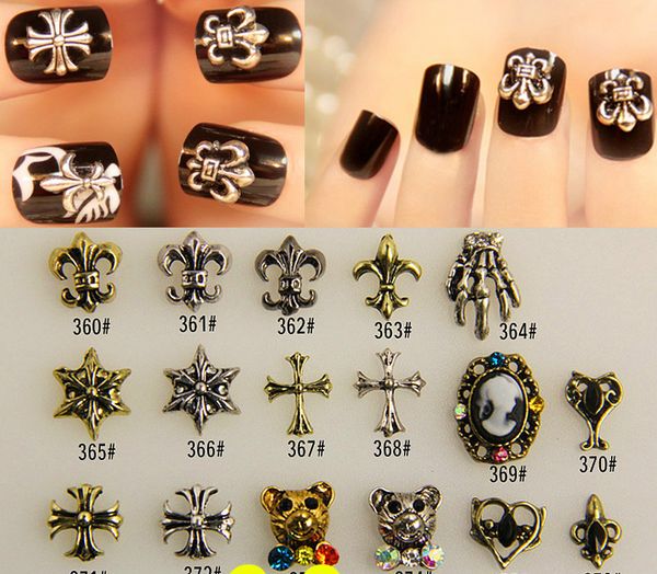 

nail jewelry wholesale diamond crowe star bride a piece of metal parts alloy material patch nail polish 10pcs/lot, Silver;gold