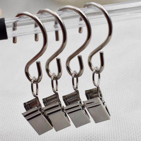 2019 Curtain Poles Movable Stainless Steel S Clips Pole Rod Voile