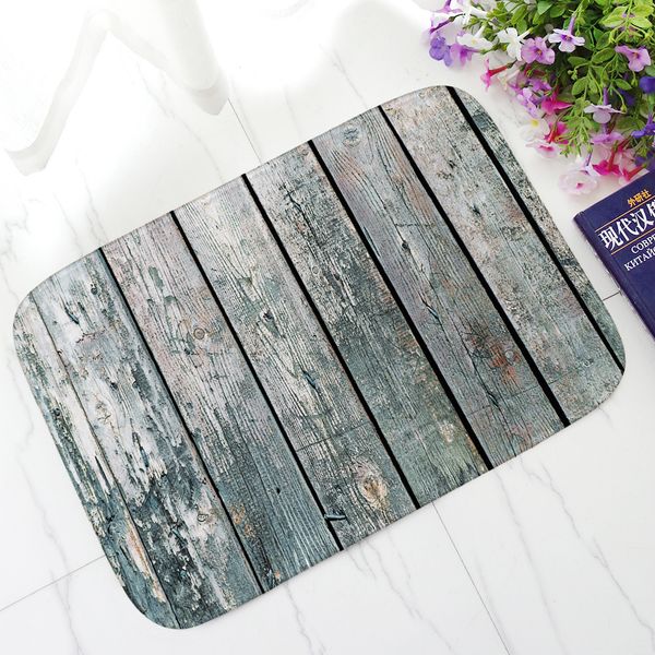 

honlaker retro wood series decorative doormat thick flannel absorbent anti-slip bath mat entrance door mat dust floor