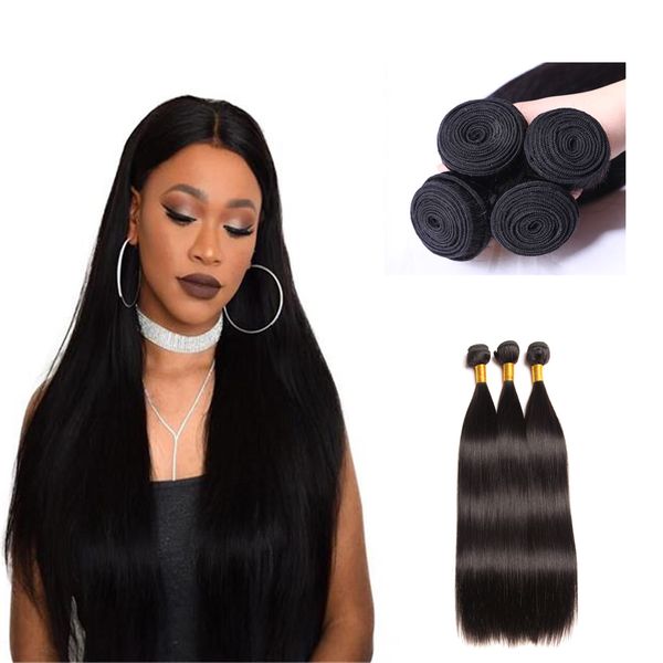 

7a brazilian straight human hair bundles 100% unprocessed virgin hair 3 bundles natural color brazilian hair for sale, Black