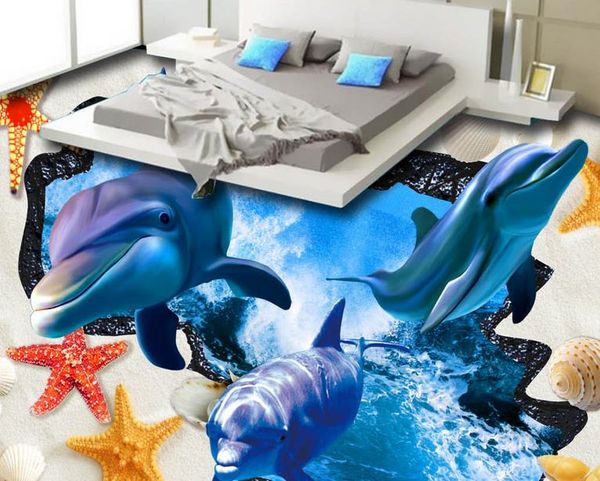 

custom p wallpaper stereo sea world hall 3d painting floor tiles self adhesive wallpaper