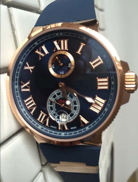 

super clone luxury un new marine chronometer manufacture rome digital 266-67-3/43 rose gold mechanical automatic mens watch, Slivery;brown
